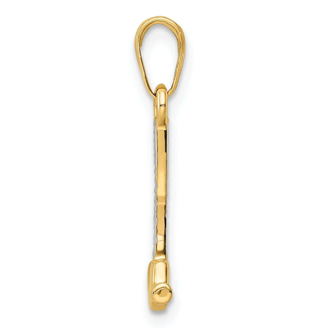 Lovely Rita's Pendants & Charms 14k Yellow Gold, White Rhodium Solid Diamond Cut Polished Finish 3-Dimensional Carpenter Hammer Charm Pendant