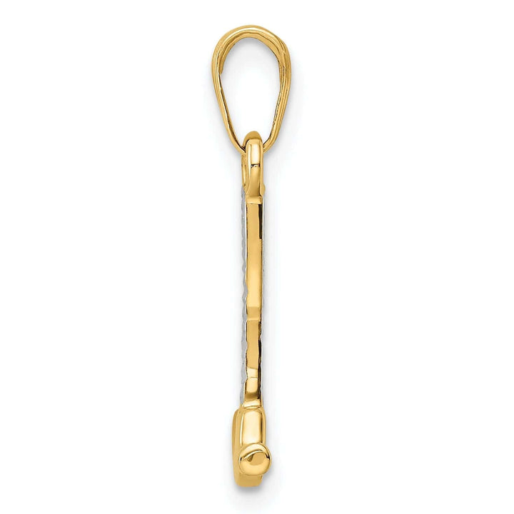 Lovely Rita's Pendants & Charms 14k Yellow Gold, White Rhodium Solid Diamond Cut Polished Finish 3-Dimensional Carpenter Hammer Charm Pendant