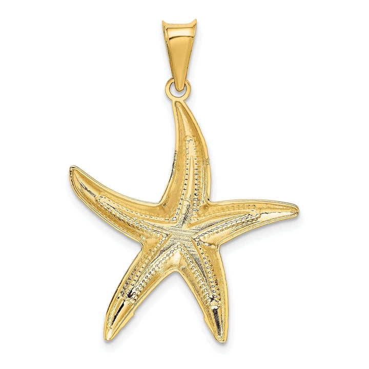 Lovely Rita's Pendants & Charms 14K Yellow Gold White Rhodium Solid Diamond Cut Polished Finish Starfish Charm Pendant