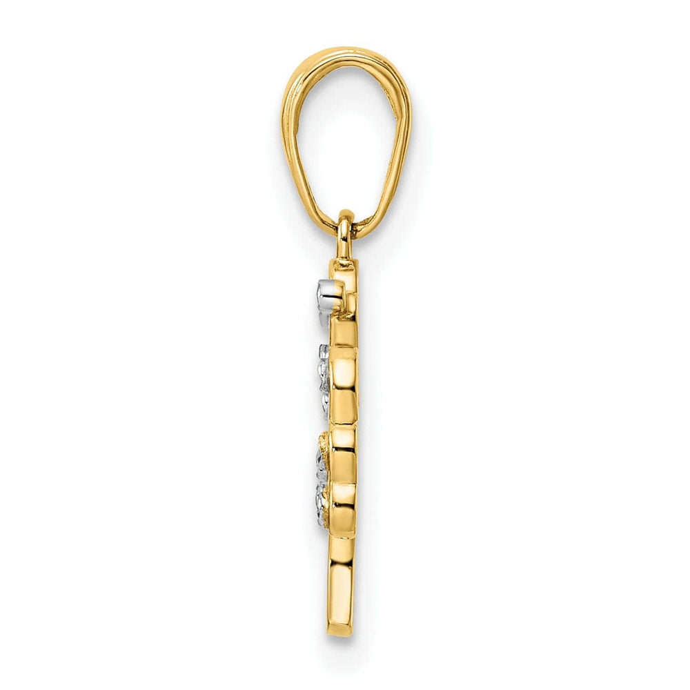 Lovely Rita's Pendants & Charms 14k Yellow Gold White Rhodium Solid Diamond Cut Polished Finish Tree of Life Charm Pendant