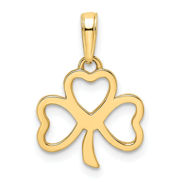Lovely Rita's Pendants & Charms 14k Yellow Gold White Rhodium Solid Flat Back Polished Diamond Cut Finish Clover Charm Pendant