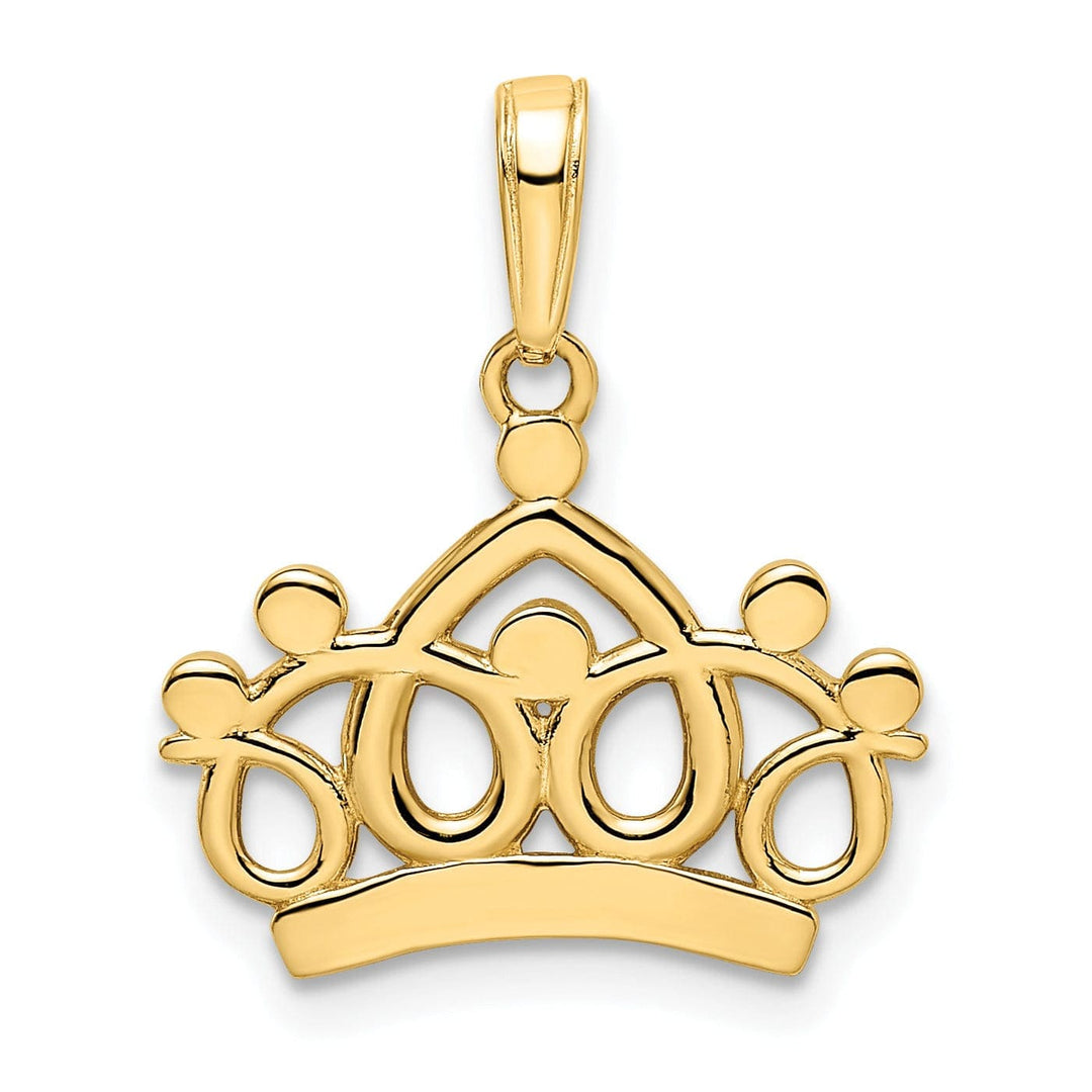 Lovely Rita's Pendants & Charms 14k Yellow Gold White Rhodium Solid Flat Back Polished Diamond Cut Finish Crown Design Charm Pendant