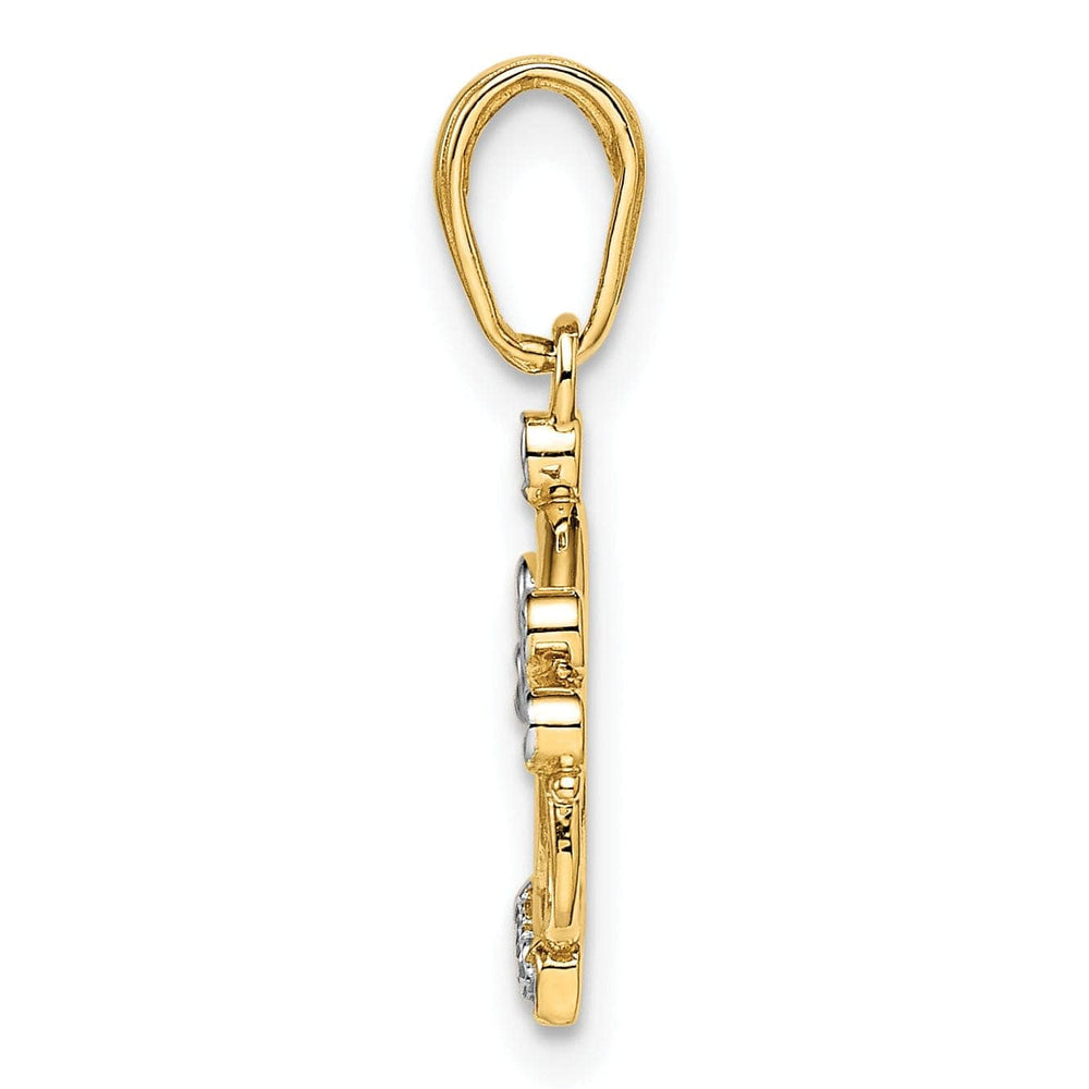 Lovely Rita's Pendants & Charms 14k Yellow Gold White Rhodium Solid Flat Back Polished Diamond Cut Finish Crown Design Charm Pendant