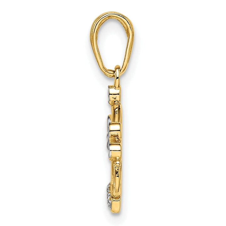 Lovely Rita's Pendants & Charms 14k Yellow Gold White Rhodium Solid Flat Back Polished Diamond Cut Finish Crown Design Charm Pendant