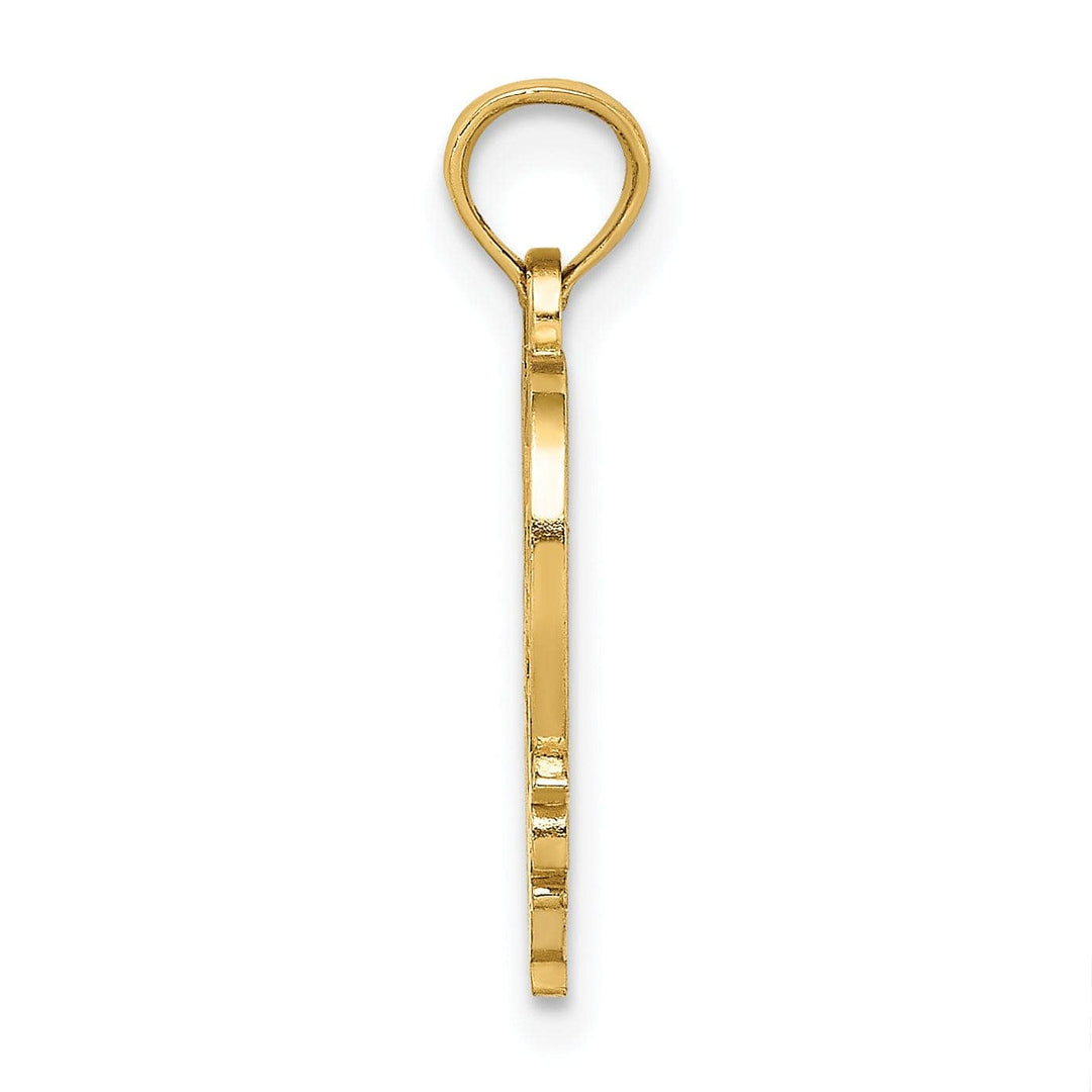 Lovely Rita's Pendants & Charms 14K Yellow Gold White Rhodium Solid Heart Design Key Charm Pendant