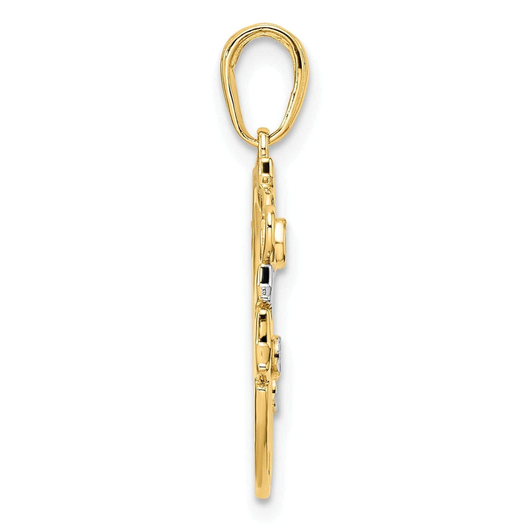 Lovely Rita's Pendants & Charms 14k Yellow Gold White Rhodium Solid Open Back Diamond Cut Polished Finish Heart, Star & Moon Charm Pendant