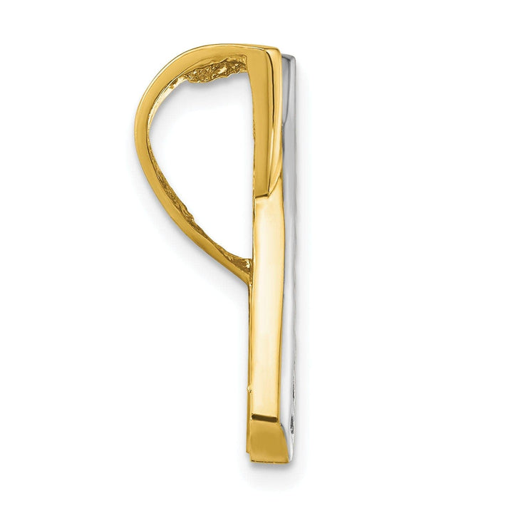 Lovely Rita's Pendants & Charms 14k Yellow Gold, White Rhodium Solid Open Back Greek Key Design X Shape Design Slide Pendant Fits upto 8 mm Omage