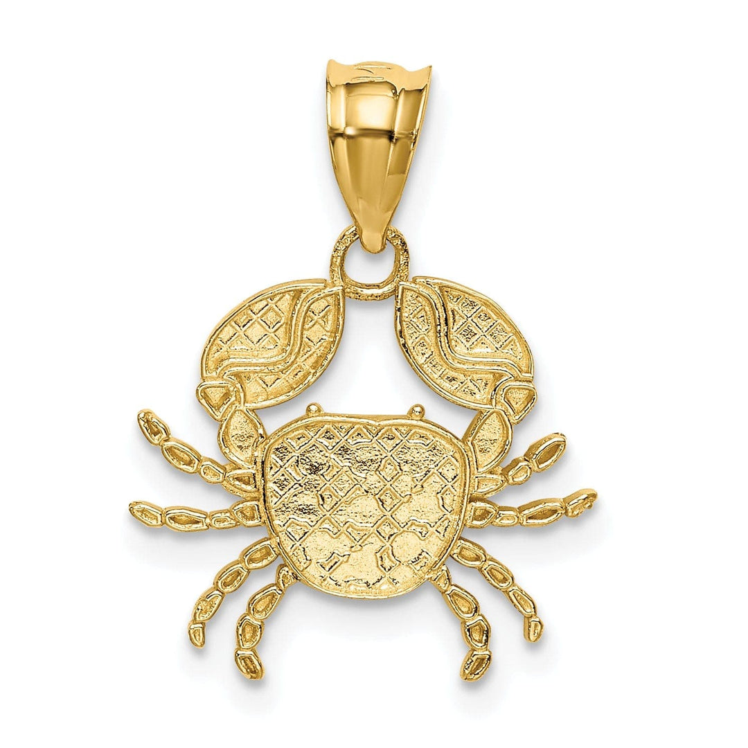 Lovely Rita's Pendants & Charms 14K Yellow Gold White Rhodium Solid Polished Diamond-Cut Finish Crab Charm Pendant