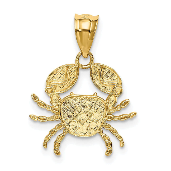 Lovely Rita's Pendants & Charms 14K Yellow Gold White Rhodium Solid Polished Diamond-Cut Finish Crab Charm Pendant