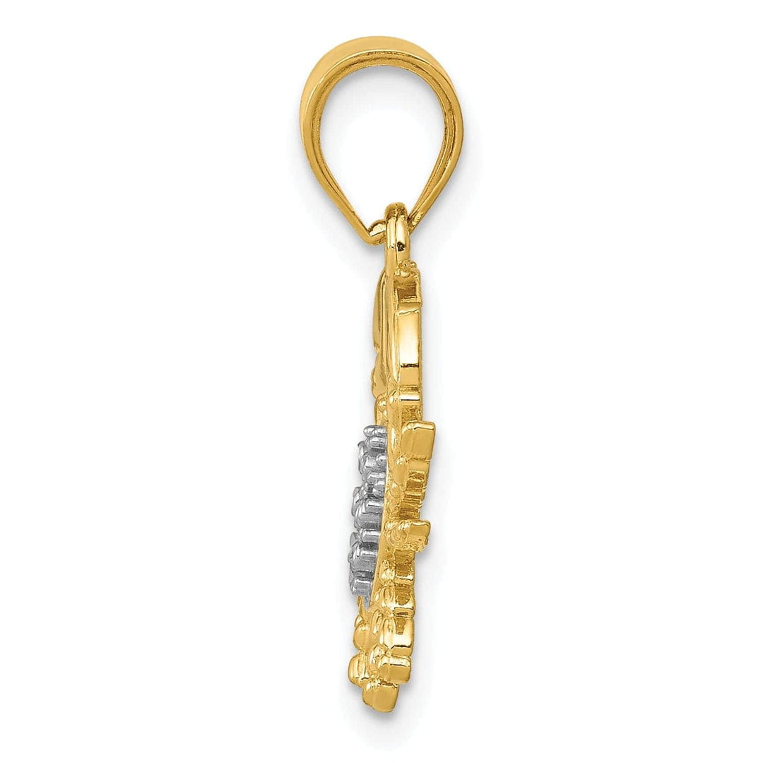 Lovely Rita's Pendants & Charms 14K Yellow Gold White Rhodium Solid Polished Diamond-Cut Finish Crab Charm Pendant