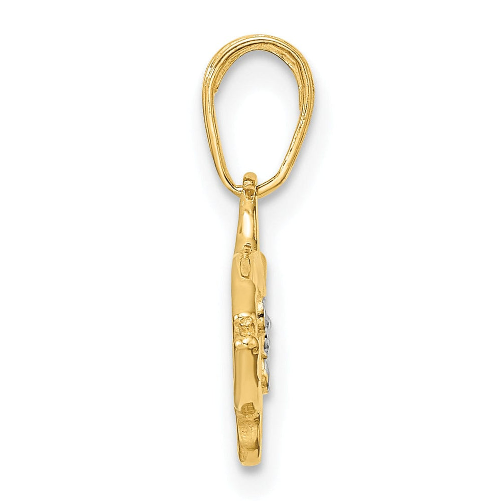 Lovely Rita's Pendants & Charms 14k Yellow Gold White Rhodium Solid Polished Diamond Cut Finish Fish Design Charm Pendant