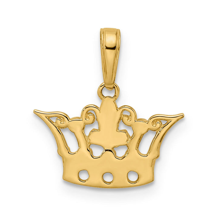 Lovely Rita's Pendants & Charms 14k Yellow Gold White Rhodium Solid Polished Diamond Cut Finish Flat Back Crown Design Charm Pendant