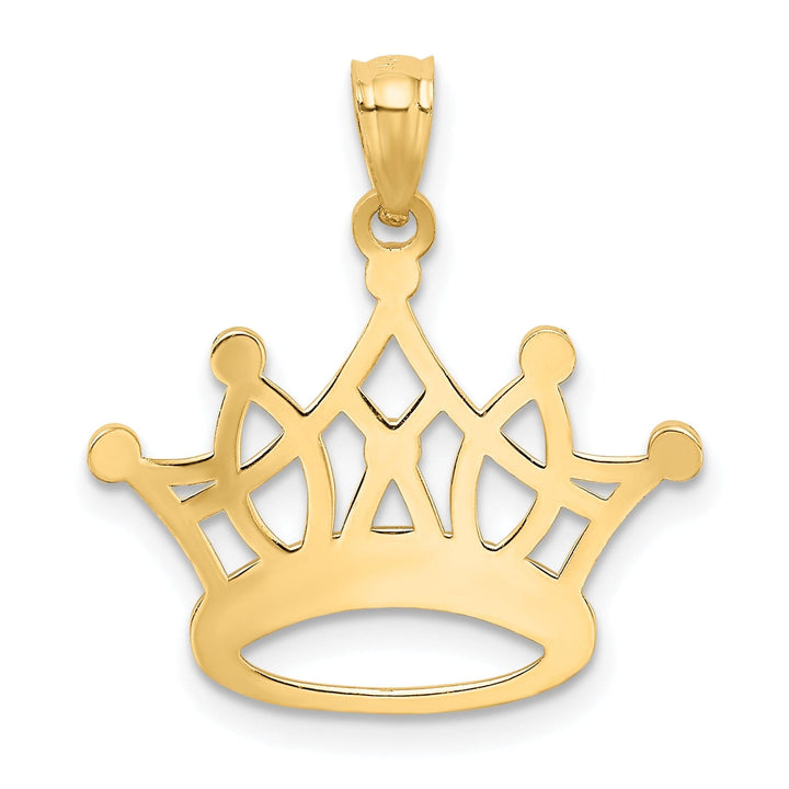 Lovely Rita's Pendants & Charms 14k Yellow Gold White Rhodium Solid Polished Diamond Cut Finish Mens Kings Crown Design Charm Pendant
