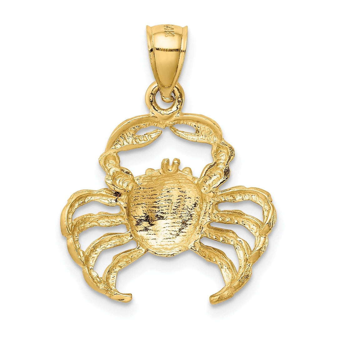 Lovely Rita's Pendants & Charms 14K Yellow Gold White Rhodium Solid Polished Diamond-Cut Satin Finish Crab Charm Pendant