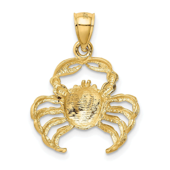 Lovely Rita's Pendants & Charms 14K Yellow Gold White Rhodium Solid Polished Diamond-Cut Satin Finish Crab Charm Pendant
