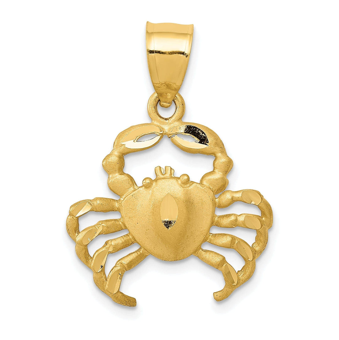 Lovely Rita's Pendants & Charms 14K Yellow Gold White Rhodium Solid Polished Diamond-Cut Satin Finish Crab Charm Pendant