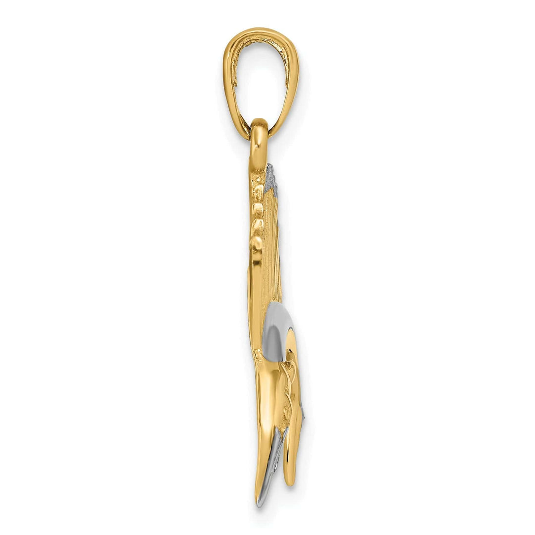 Lovely Rita's Pendants & Charms 14k Yellow Gold White Rhodium Solid Polished Finish Sailfish Charm Pendant