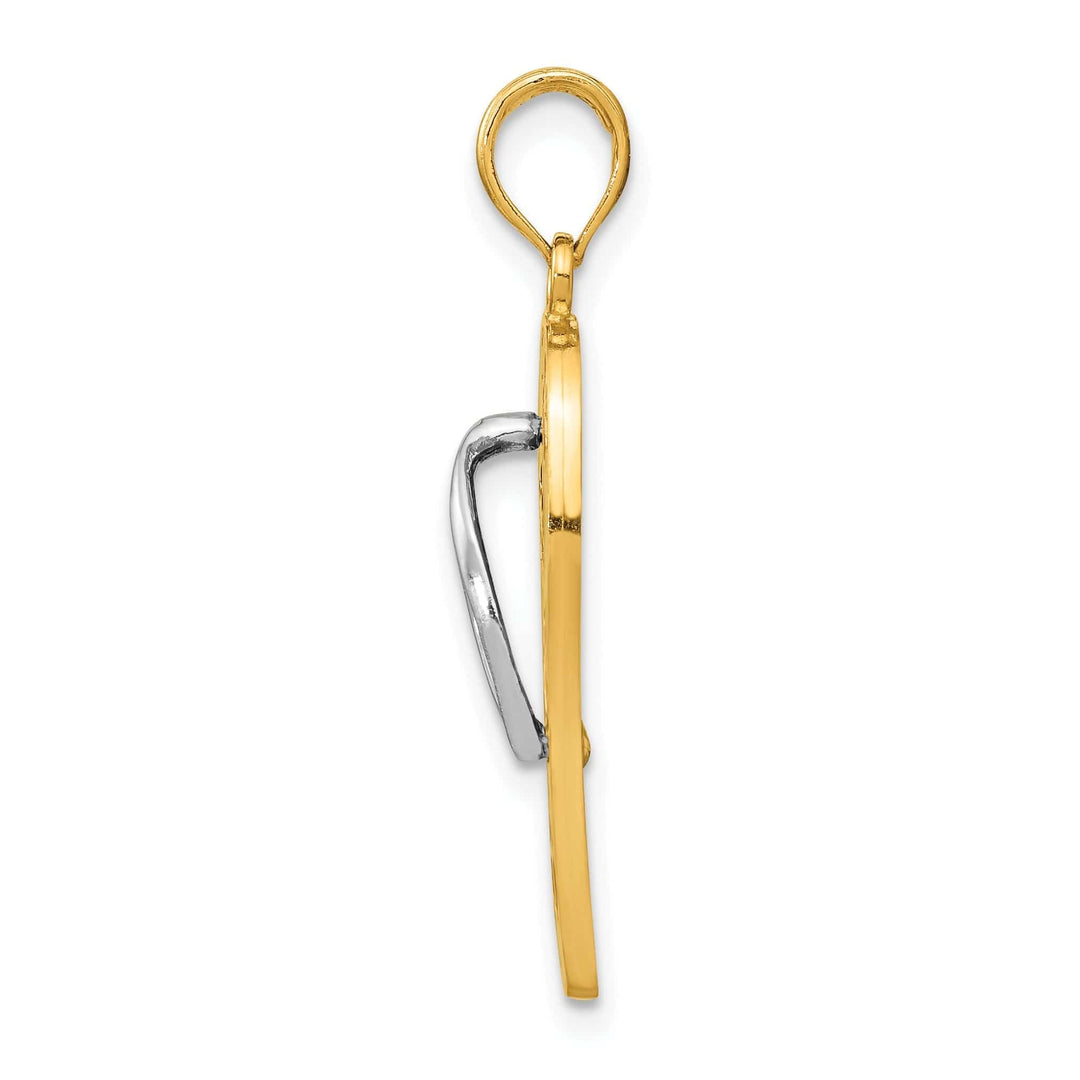 Lovely Rita's Pendants & Charms 14K Yellow Gold, White Rhodium Solid RED, Green, Pink Enameled Finish with Flowers  Design Flip Flop Sandle Charm Pendant