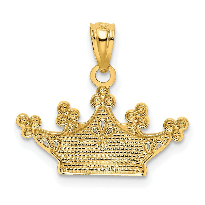 Lovely Rita's Pendants & Charms 14k Yellow Gold White Rhodium Solid Textured Diamond Cut Polished Finish Crown Design Charm Pendant