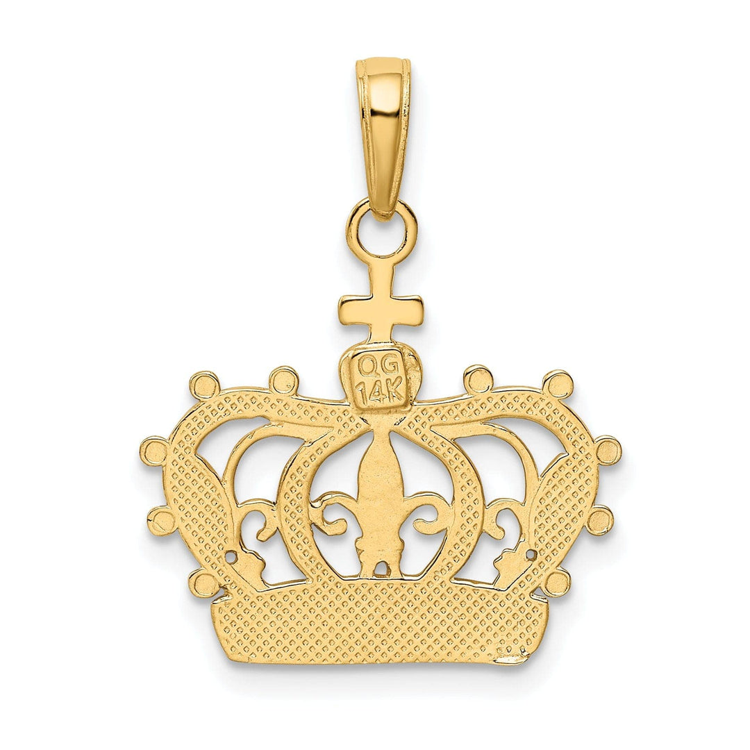 Lovely Rita's Pendants & Charms 14K Yellow Gold White Rhodium Solid Textured Polished Finish Mens Crown Design Charm Pendant