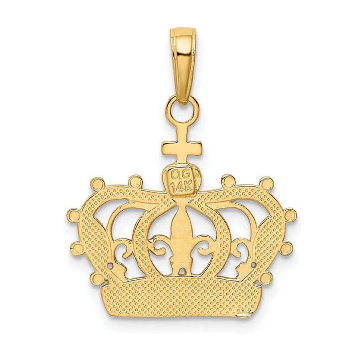 Lovely Rita's Pendants & Charms 14K Yellow Gold White Rhodium Solid Textured Polished Finish Mens Crown Design Charm Pendant