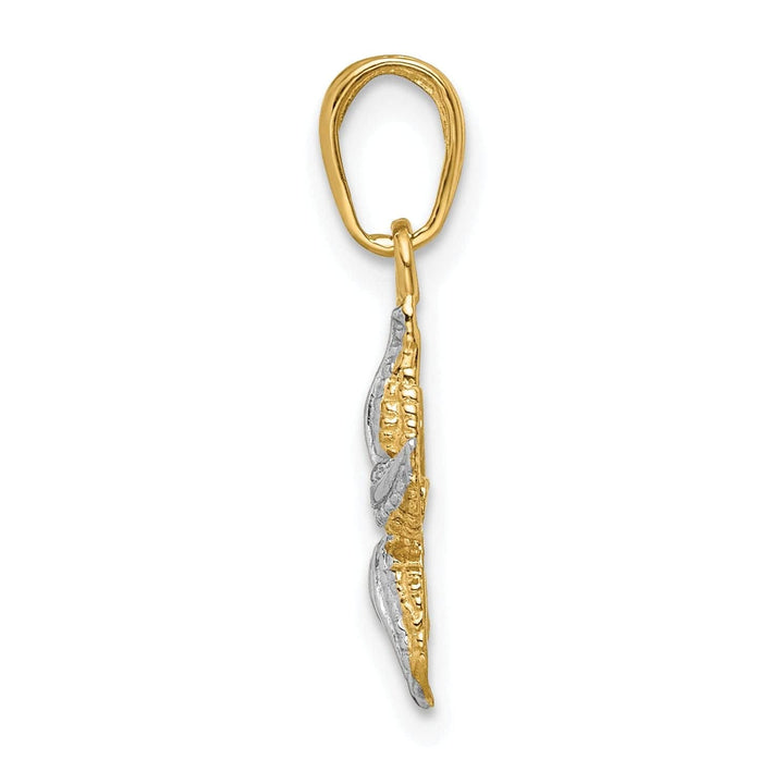 Lovely Rita's Pendants & Charms 14K Yellow Gold, White Rhodium Solid Textured Polished Finish Starfish Charm Pendant