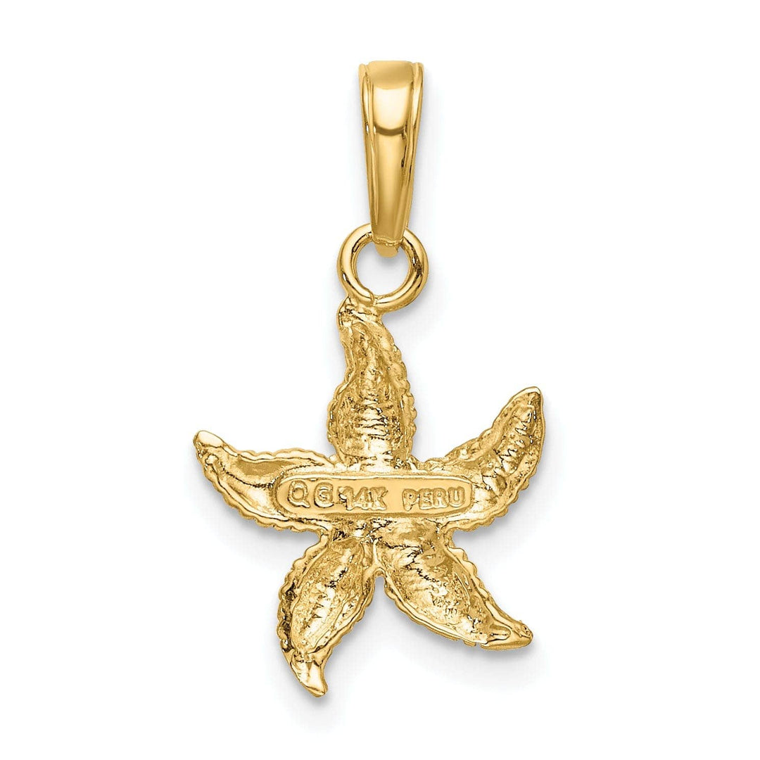 Lovely Rita's Pendants & Charms 14K Yellow Gold, White Rhodium Solid Textured Polished Finish Starfish Charm Pendant