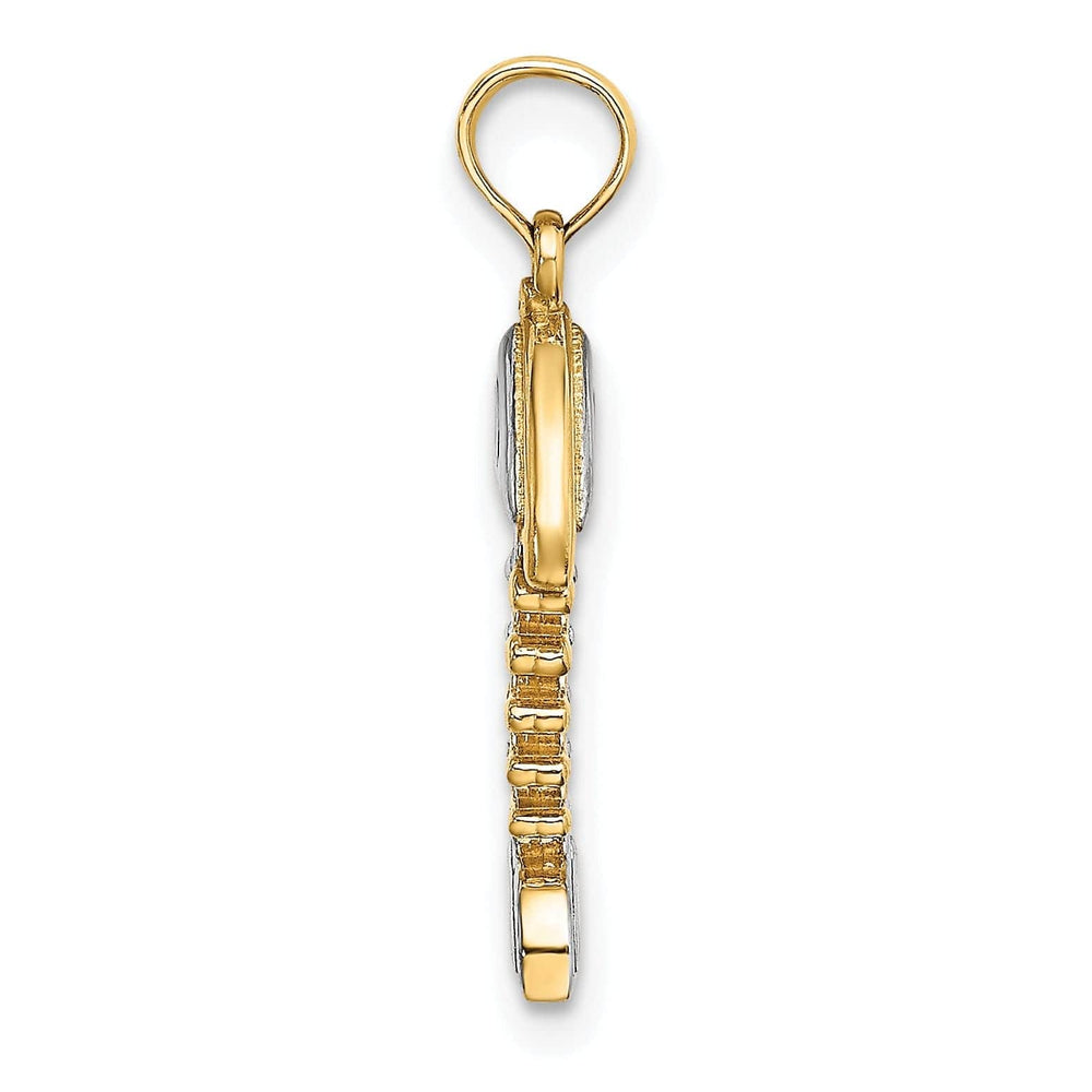 Lovely Rita's Pendants & Charms 14K Yellow Gold White Rhodium Texture Polished 3-D Fishbone Charm
