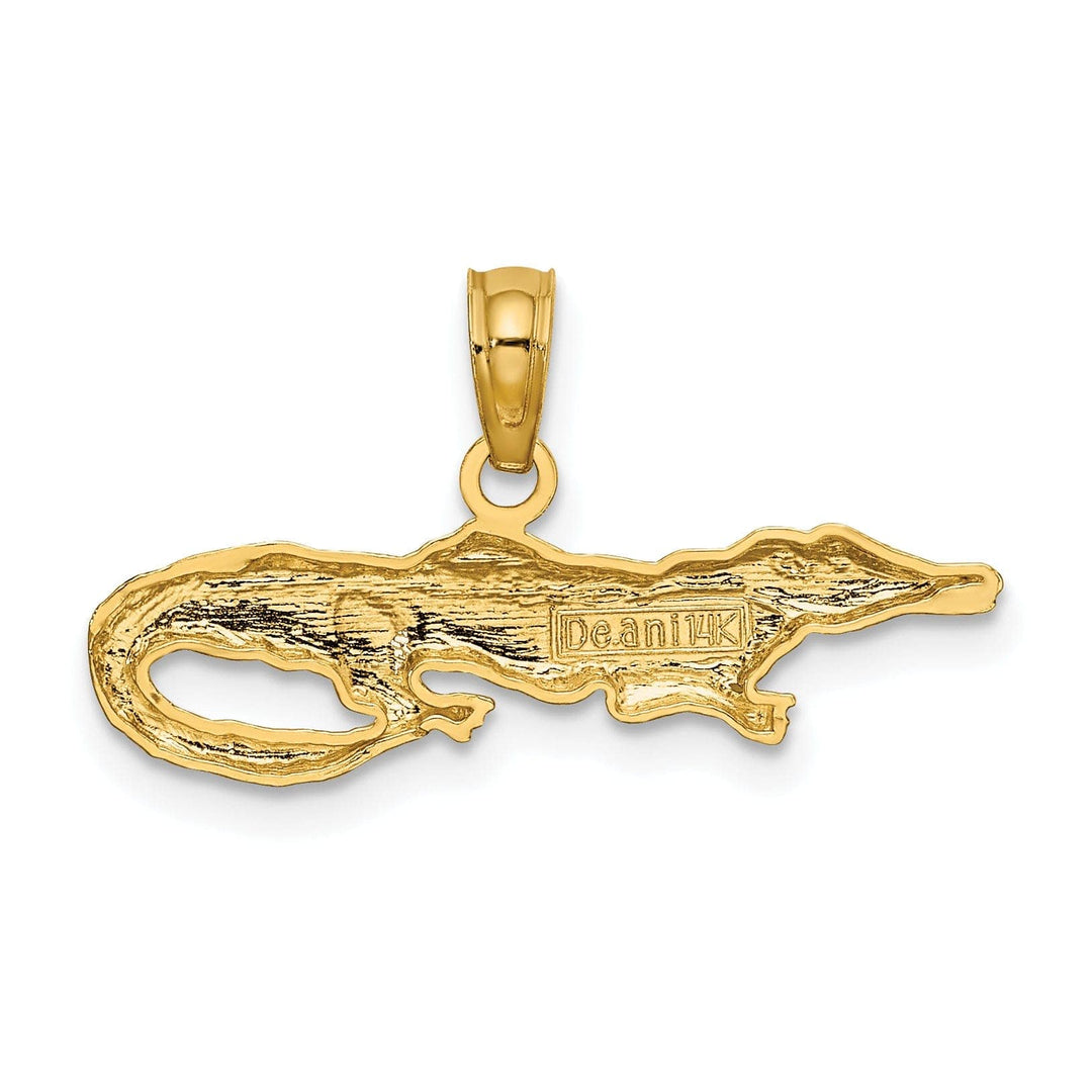 Lovely Rita's Pendants & Charms 14k Yellow Gold White Rhodium Textured Polished Finish 2-Dimensiona  Alligator Charm Pendant