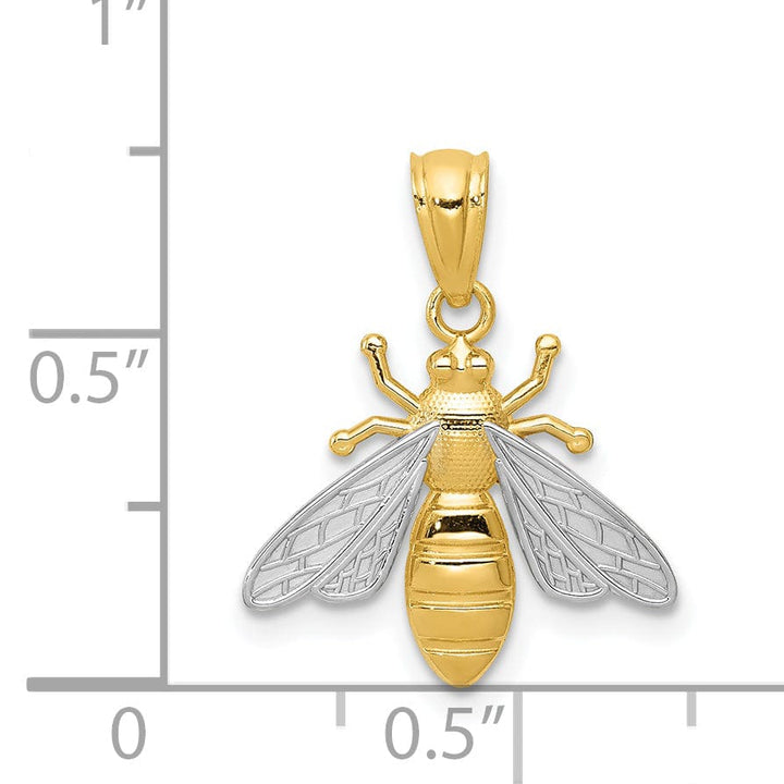 Lovely Rita's Pendants & Charms 14k Yellow Gold White Rhodium Textured Polished Finish Bumblebee Pendant