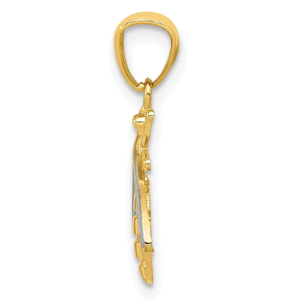 Lovely Rita's Pendants & Charms 14k Yellow Gold White Rhodium Textured Polished Finish Bumblebee Pendant