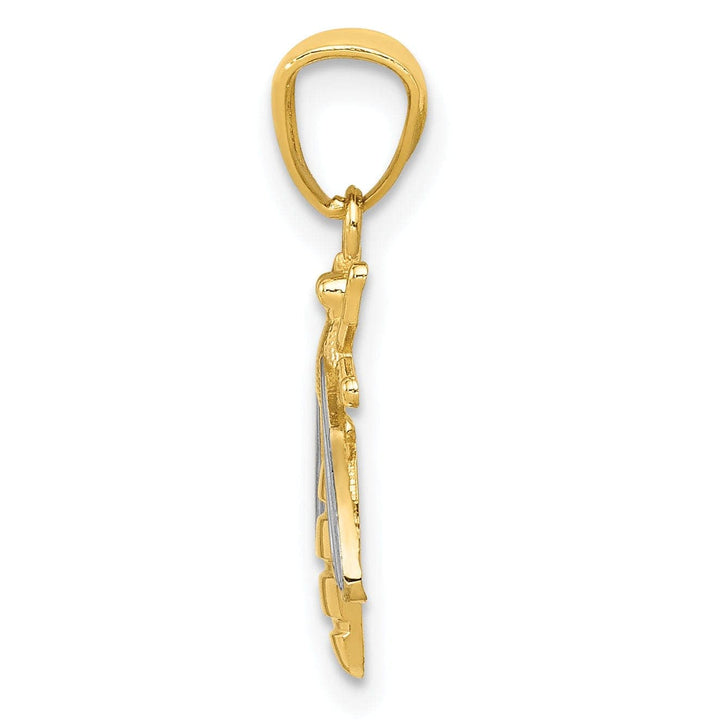 Lovely Rita's Pendants & Charms 14k Yellow Gold White Rhodium Textured Polished Finish Bumblebee Pendant