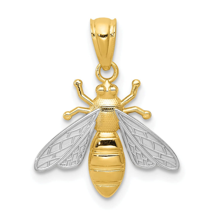 Lovely Rita's Pendants & Charms 14k Yellow Gold White Rhodium Textured Polished Finish Bumblebee Pendant