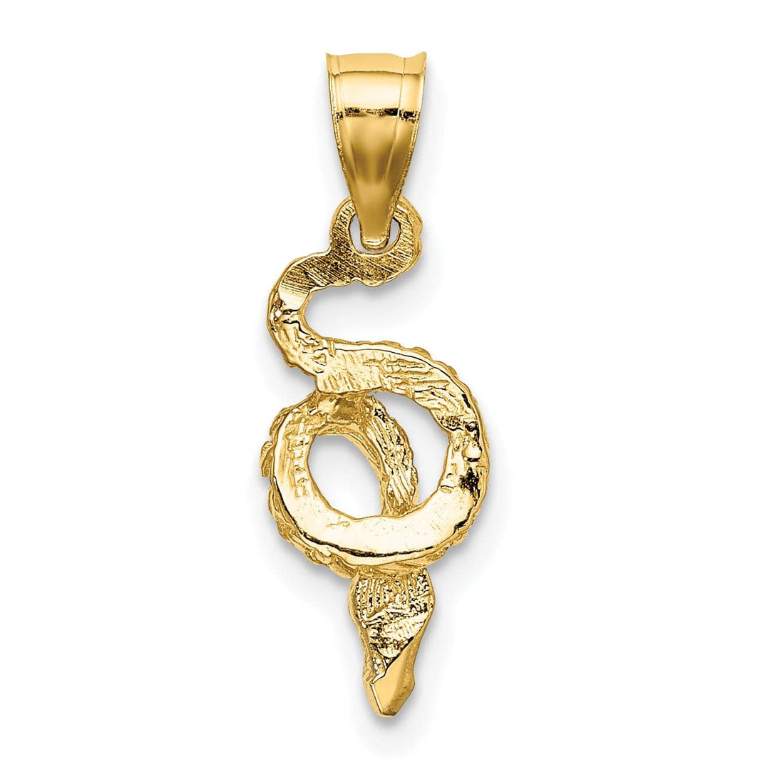 Lovely Rita's Pendants & Charms 14k Yellow Gold White Rhodium Textured Polished Finish Coiled Snake Design Charm Pendant