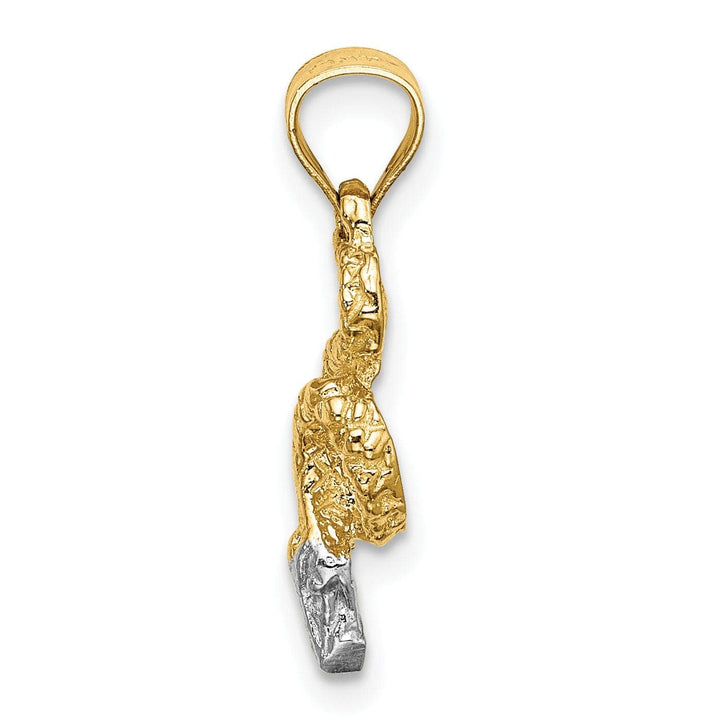 Lovely Rita's Pendants & Charms 14k Yellow Gold White Rhodium Textured Polished Finish Coiled Snake Design Charm Pendant