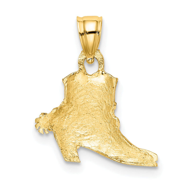 Lovely Rita's Pendants & Charms 14k Yellow Gold White Rhodium Textured Polished Finish Cowboy Boot Charm Pendant