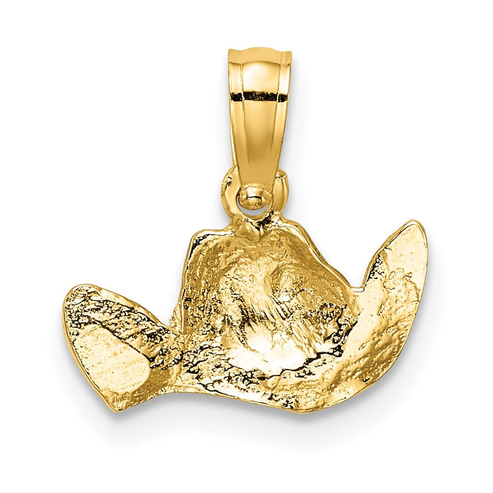 Lovely Rita's Pendants & Charms 14k Yellow Gold White Rhodium Textured Polished Finish Cowboy Hat Charm Pendant