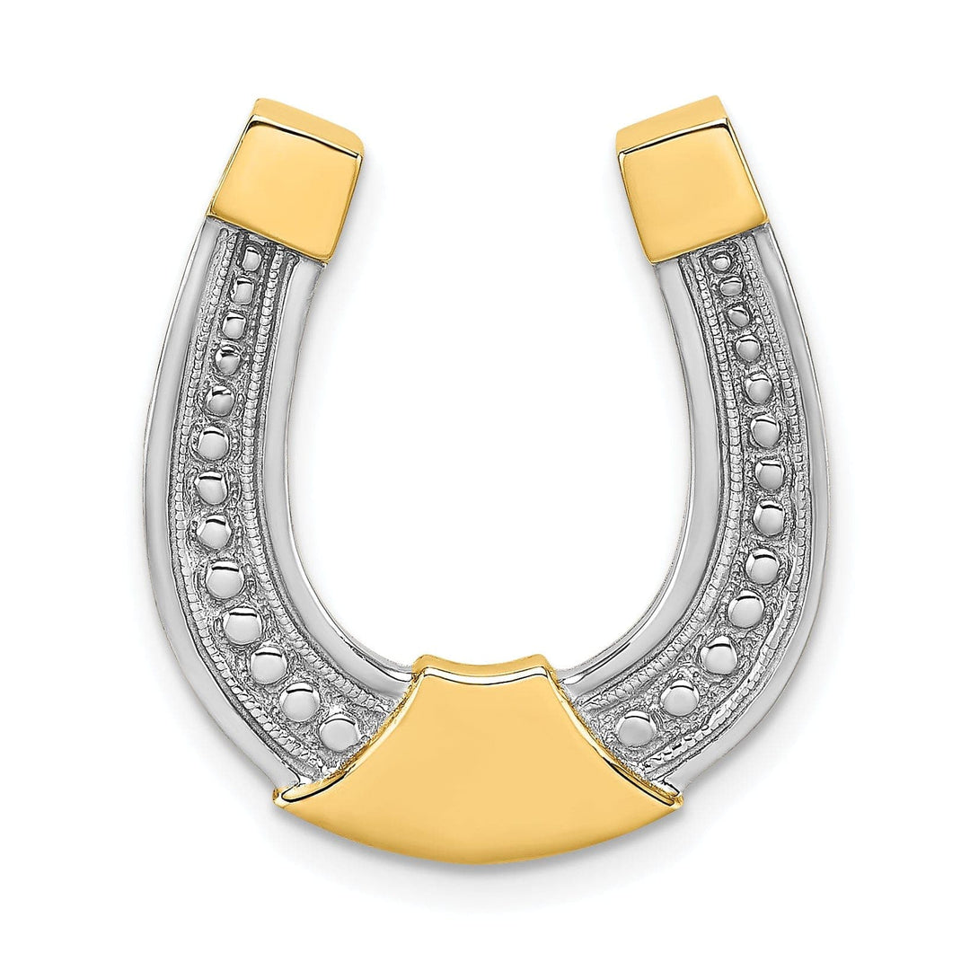 Lovely Rita's Pendants & Charms 14k Yellow Gold White Rhodium Textured Polished Finish Horseshoe Chain Slide Charm Pendant will not fit omega chain