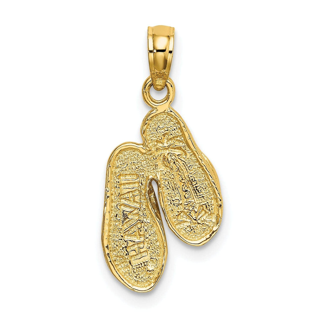 Lovely Rita's Pendants & Charms 14k Yellow Gold, White Rhodium Textured Polished Finish Reversible HAWAII Double Flip-Flop Sandles Charm Pendant
