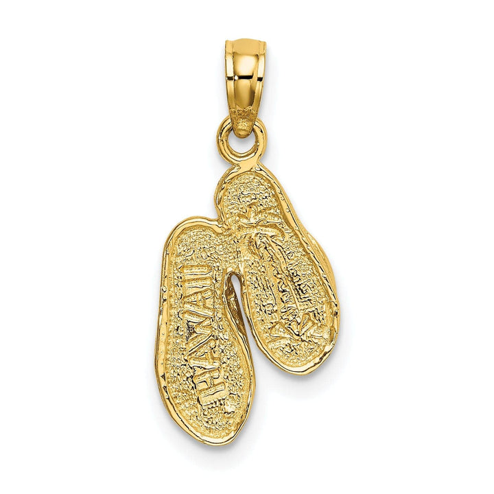 Lovely Rita's Pendants & Charms 14k Yellow Gold, White Rhodium Textured Polished Finish Reversible HAWAII Double Flip-Flop Sandles Charm Pendant
