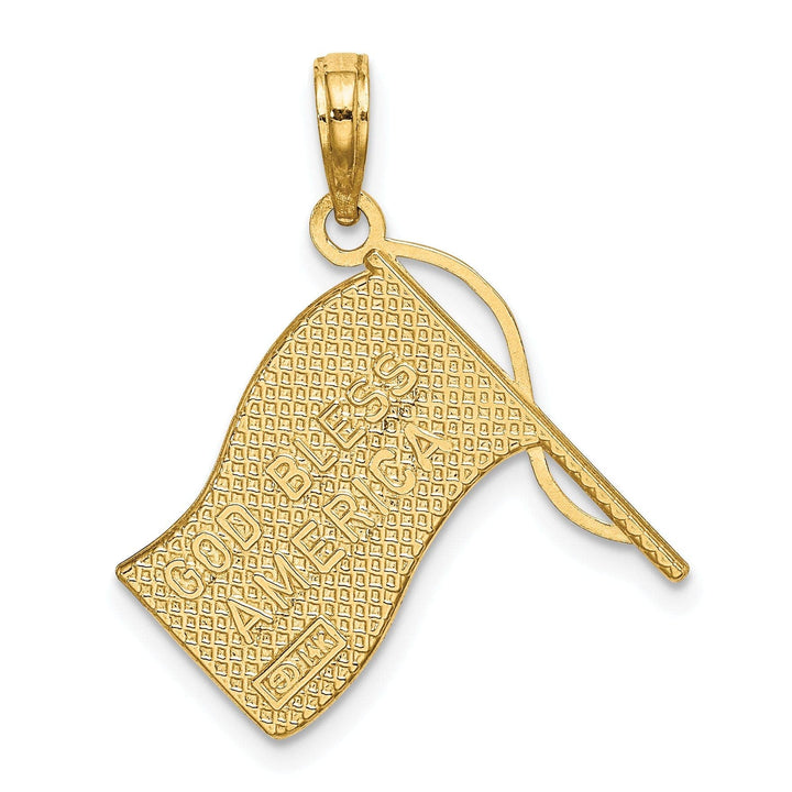 Lovely Rita's Pendants & Charms 14k Yellow Gold, White Rhodium Textured Polished Finish U.S.A American Flag Charm Pendant