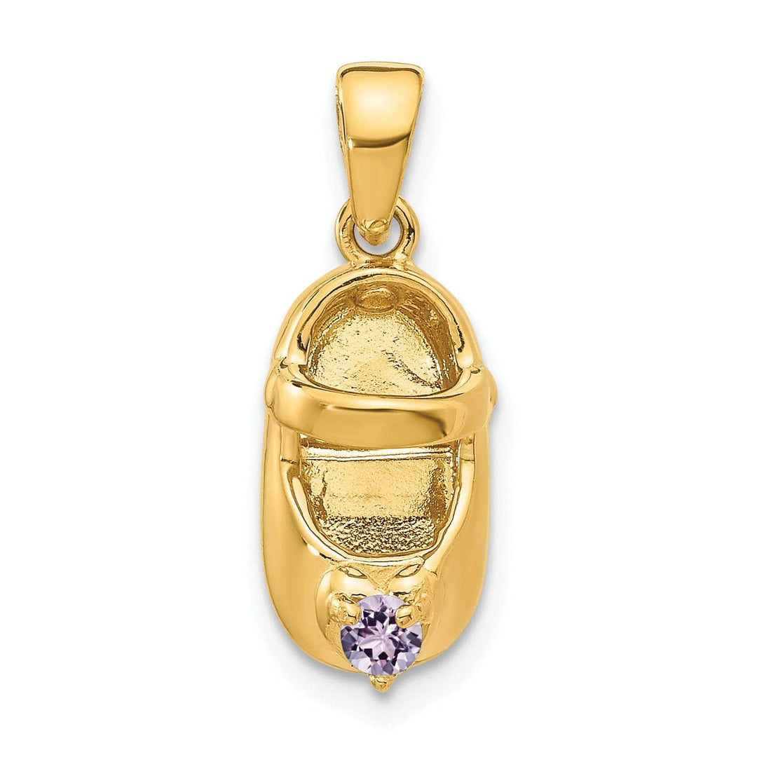 Lovely Rita's Pendants & Charms 14k Yellow Gold White Stone 3D Baby Shoe Charm