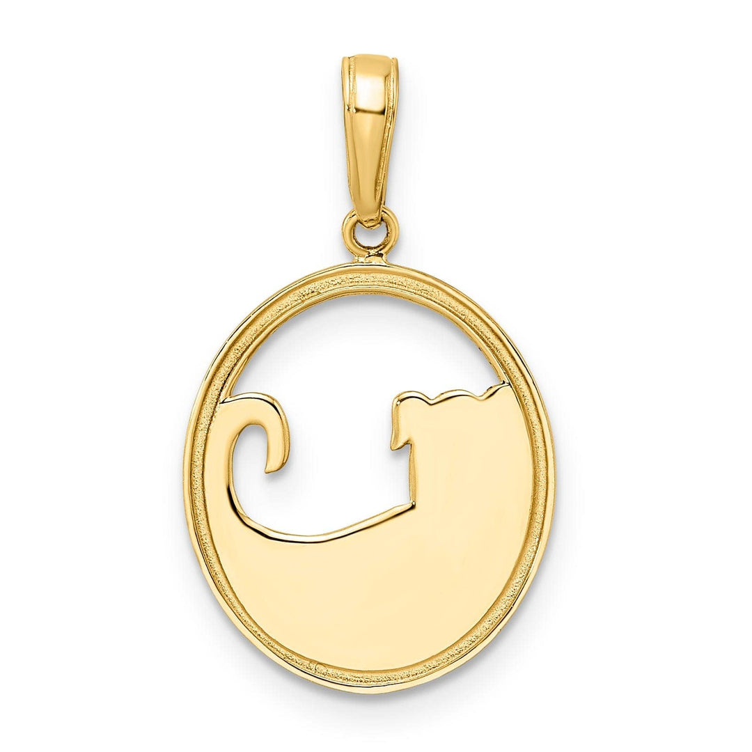 Lovely Rita's Pendants & Charms 14k Yellow Gold White White Rhodium Open Back Solid Polished Diamond Cut Finish Puppy Dog in Oval Shape Design Charm Pendant