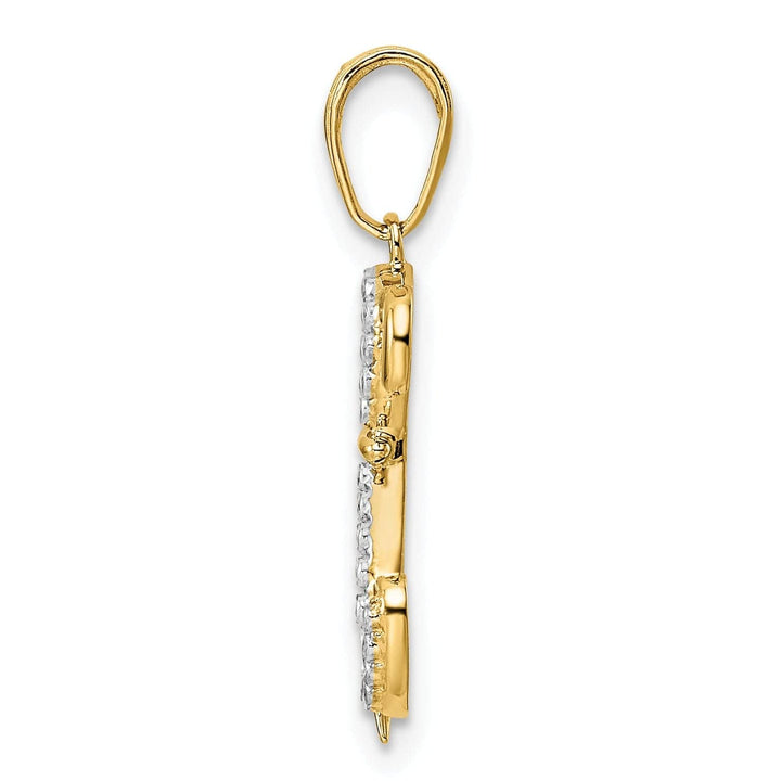 Lovely Rita's Pendants & Charms 14k Yellow Gold White White Rhodium Open Back Solid Polished Diamond Cut Finish Puppy Dog Setting Design Charm Pendant