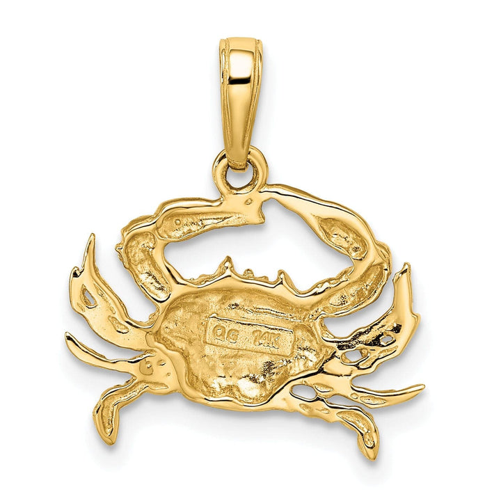Lovely Rita's Pendants & Charms 14k Yellow Gold WhiteRhodium Diamond Cut Polished Finish Solid Blue Claw Crab Charm Pendant