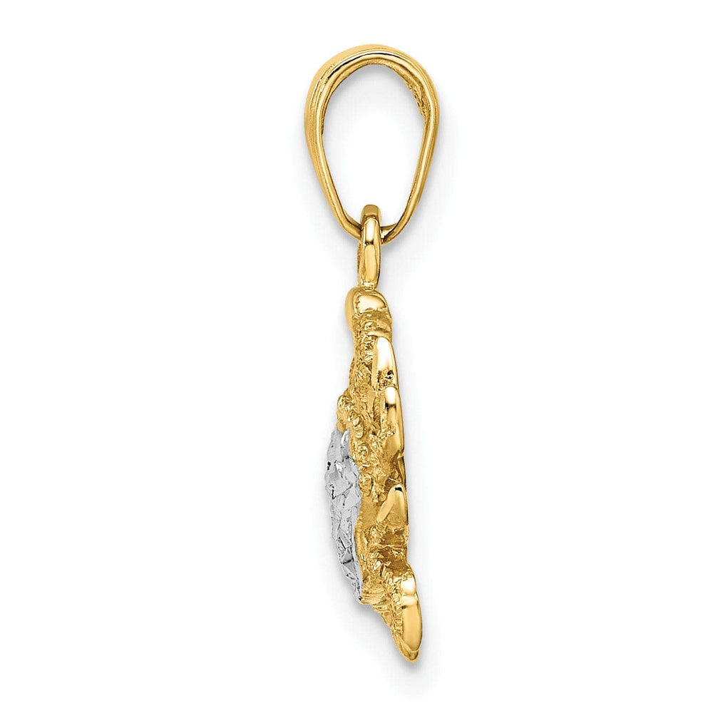 Lovely Rita's Pendants & Charms 14k Yellow Gold WhiteRhodium Diamond Cut Polished Finish Solid Blue Claw Crab Charm Pendant