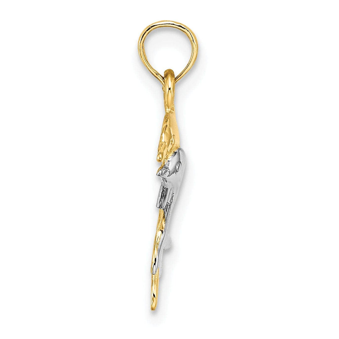 Lovely Rita's Pendants & Charms 14K Yellow Gold with Rhodium 2-Dimensional Polished Finish 2-Dolphins Swimming Charm Pendant