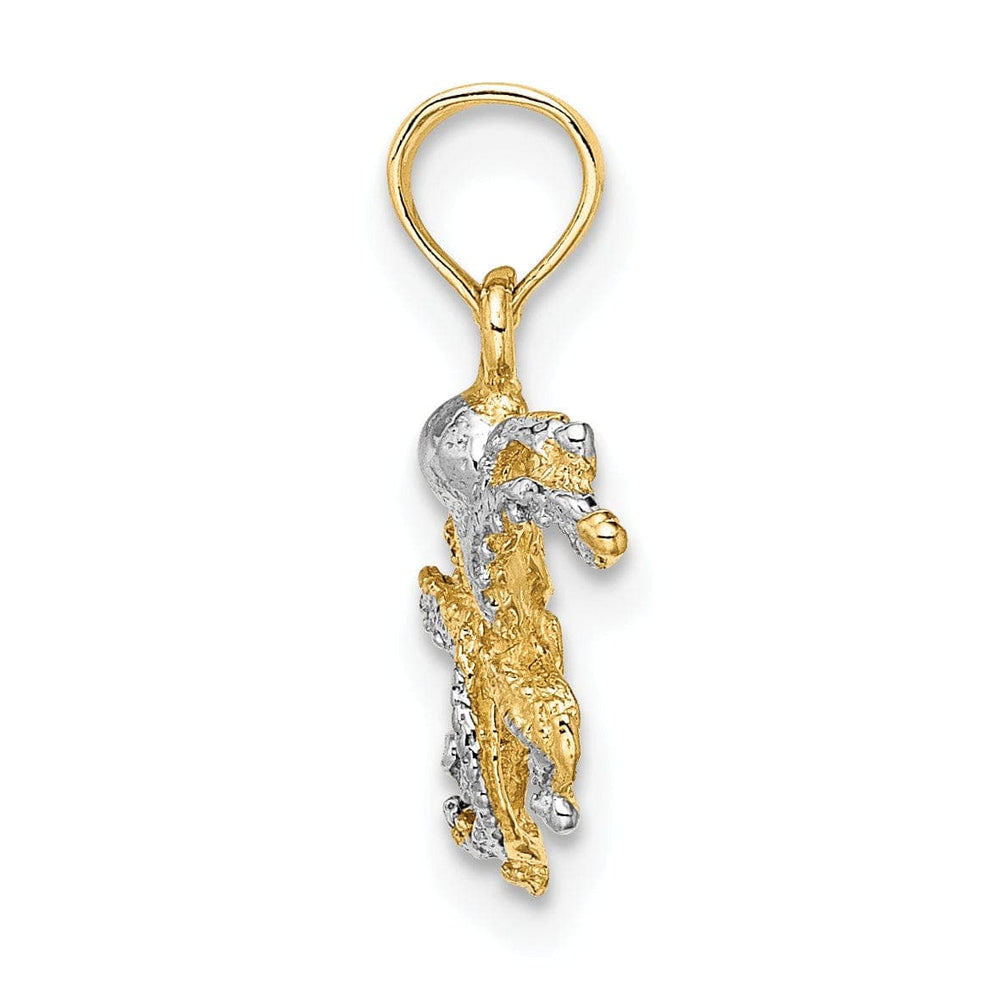 Lovely Rita's Pendants & Charms 14K Yellow Gold with Rhodium Casted Textured Solid Polished Finish Octopus Charm Pendant