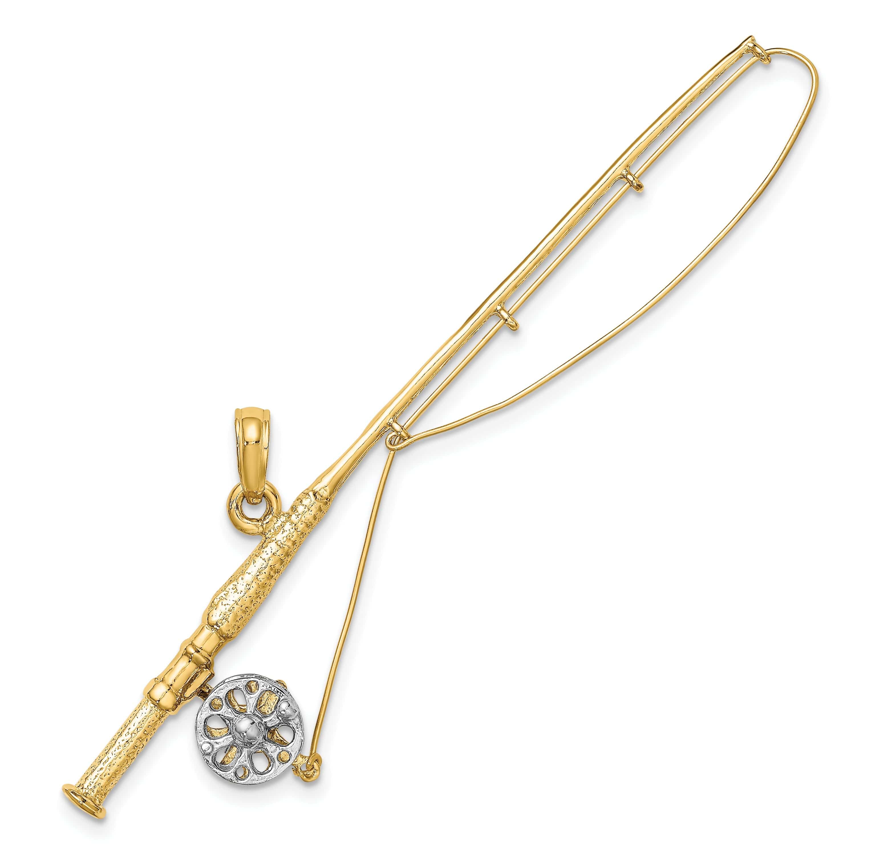 14k fishing reel pendant - Conventional Gold Reel Charm Womens 14K Yellow Gold Moveable