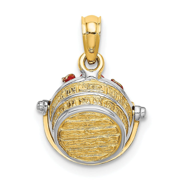 Lovely Rita's Pendants & Charms 14K Yellow Gold with White Rhodium 3D Enamel Solid Polished Finish Apple Basket Charm Pendant